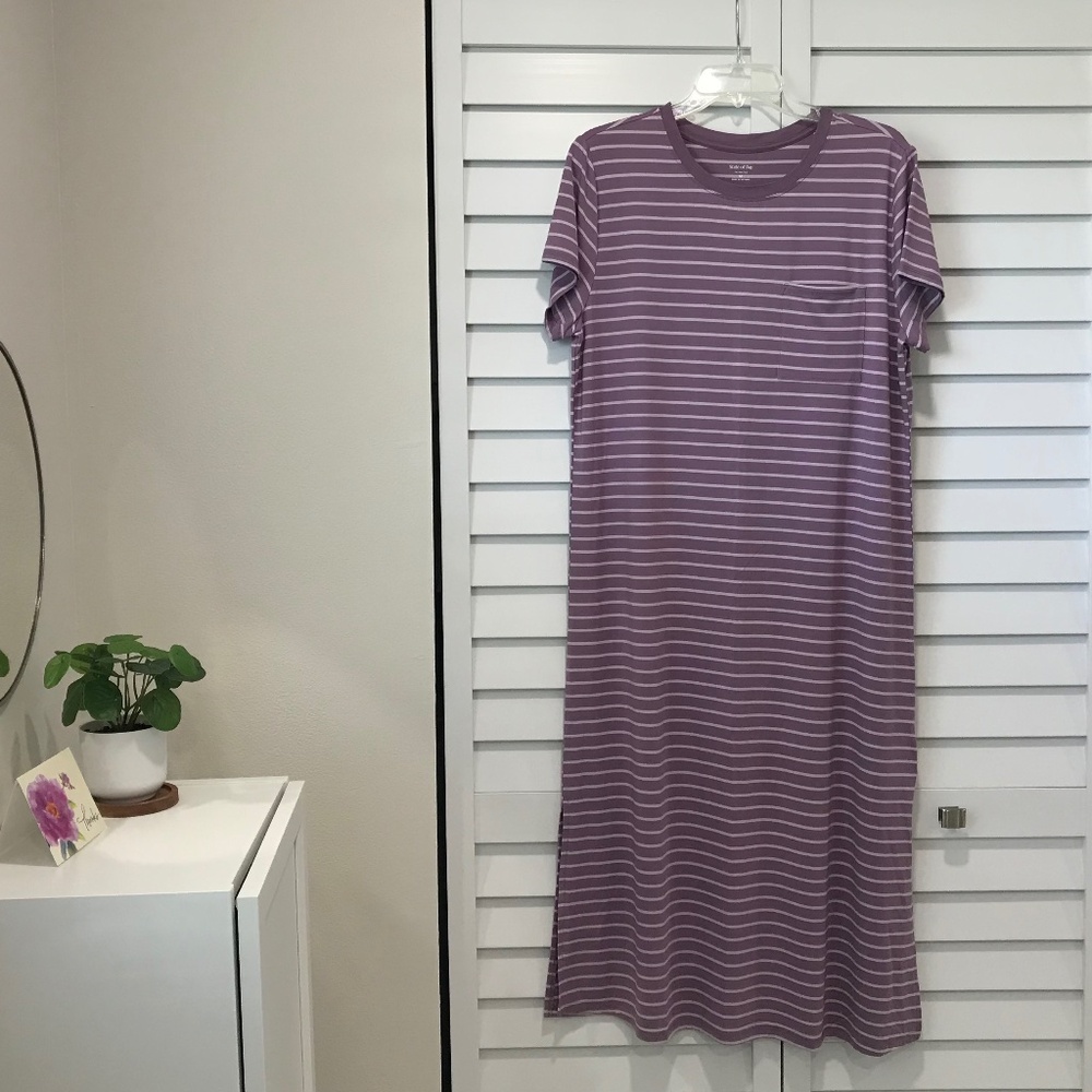 State of Day Women's Short-Sleeve T-Shirt Sleep Gown Stripped NWT Size M